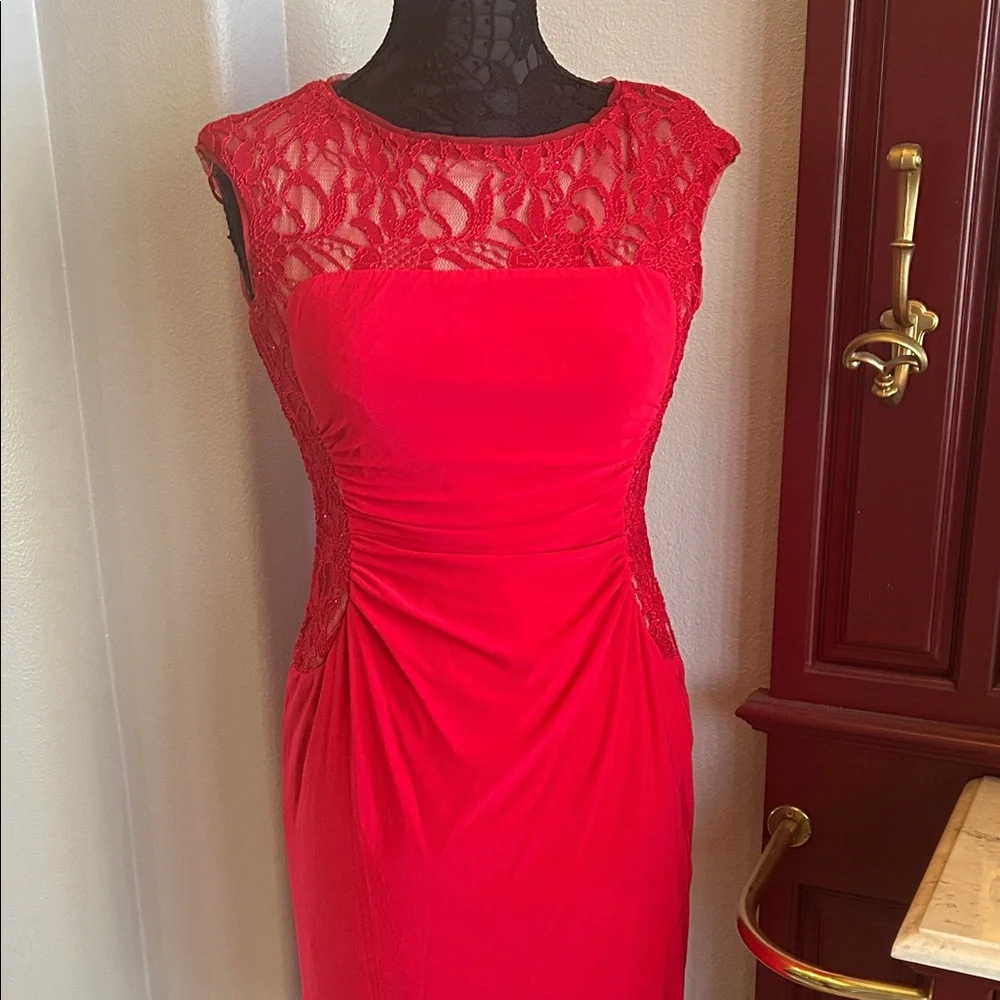 R&M Richards Red Lace Mini Dress - Picture 12 of 12